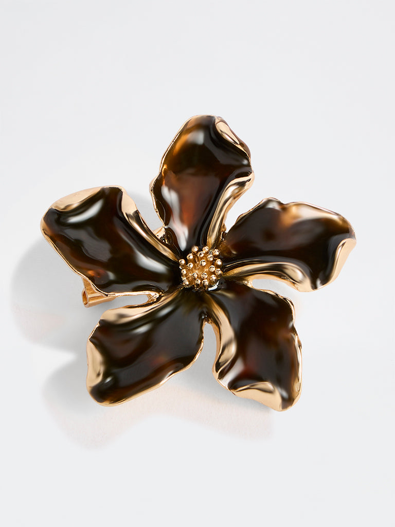 Westside Accessories Brown Floral Brooch