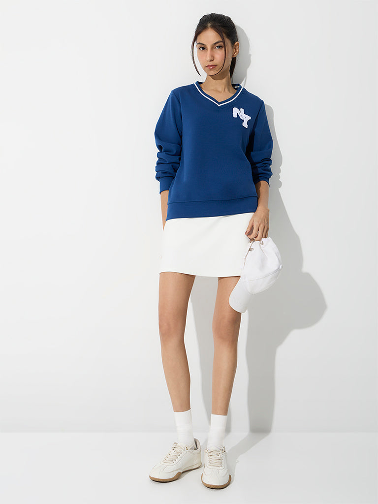 Nuoflexx Navy Text Embroidered Sweatshirt