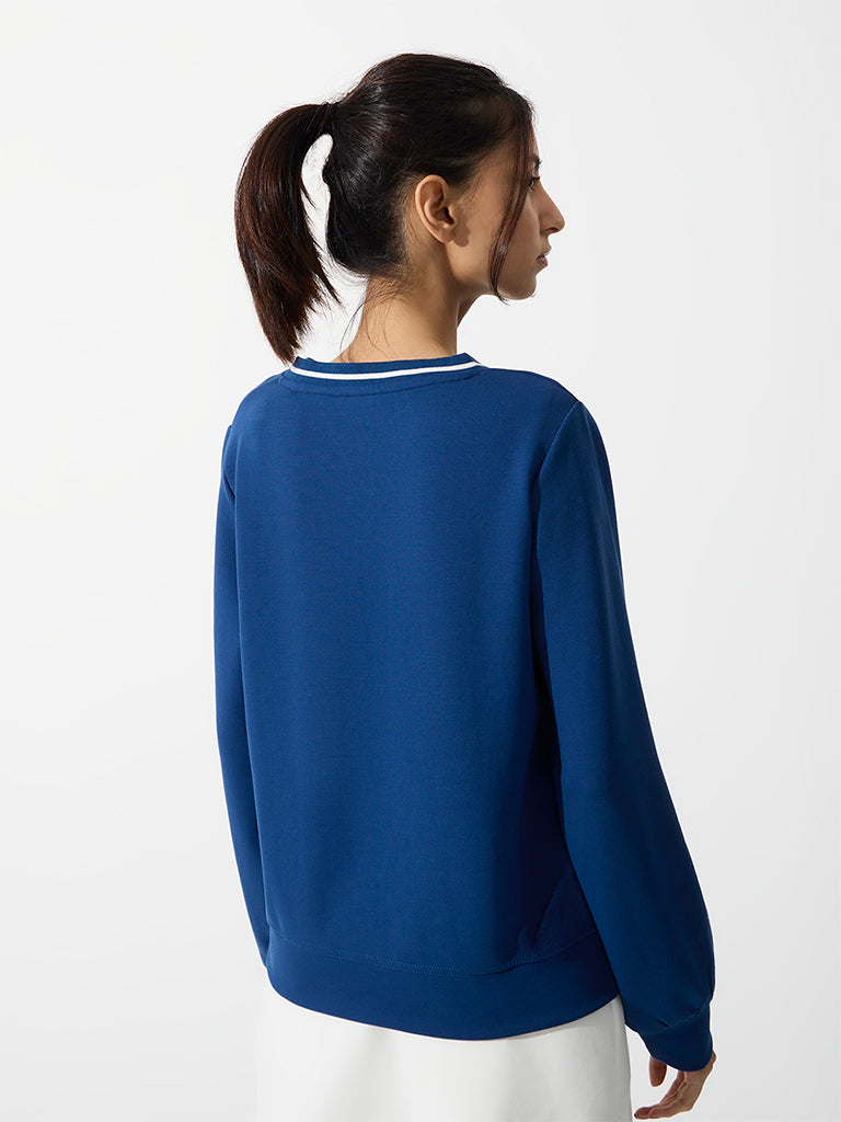 Nuoflexx Navy Text Embroidered Sweatshirt