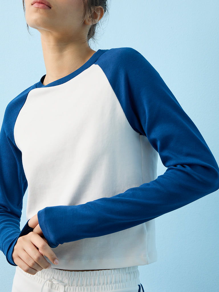Nuoflexx White Colour-Blocked Cotton T-Shirt