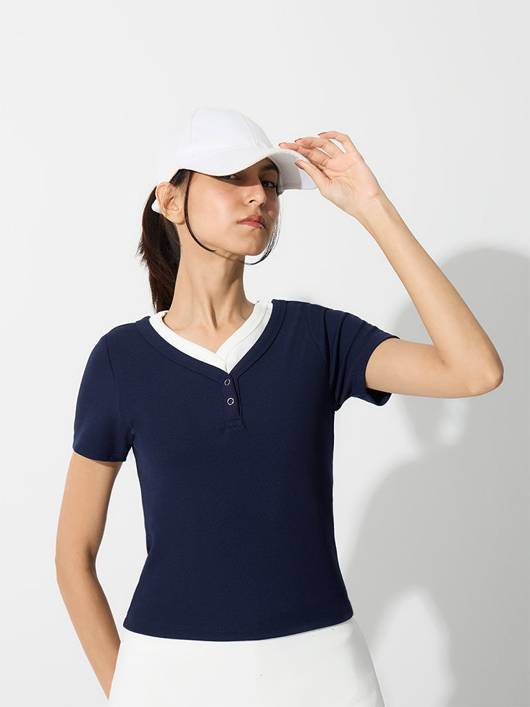 Nuoflexx Navy Solid T-Shirt