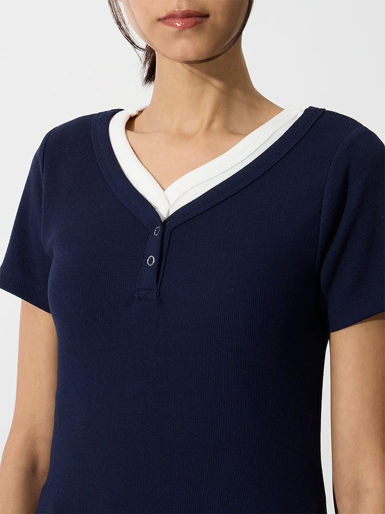 Nuoflexx Navy Solid T-Shirt