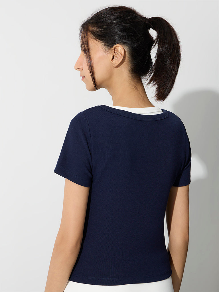 Nuoflexx Navy Solid T-Shirt