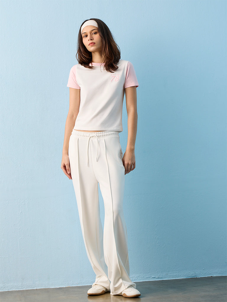 Nuoflexx White Embroidered Cotton-Blend T-Shirt