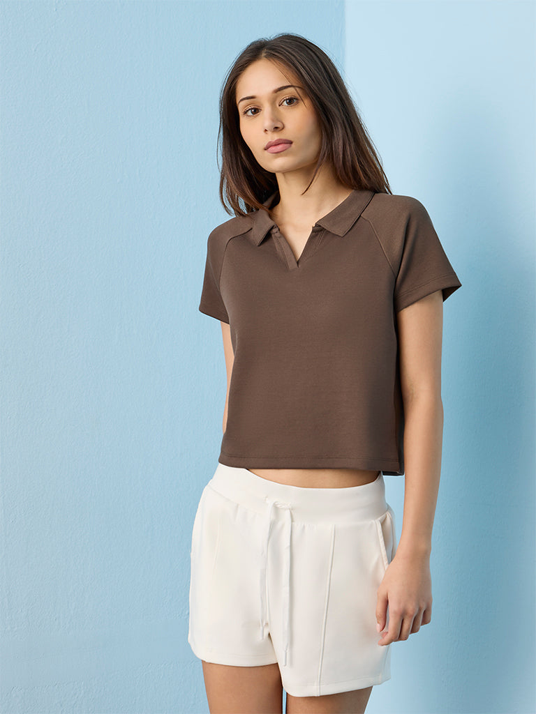 Nuoflexx Brown Solid T-Shirt