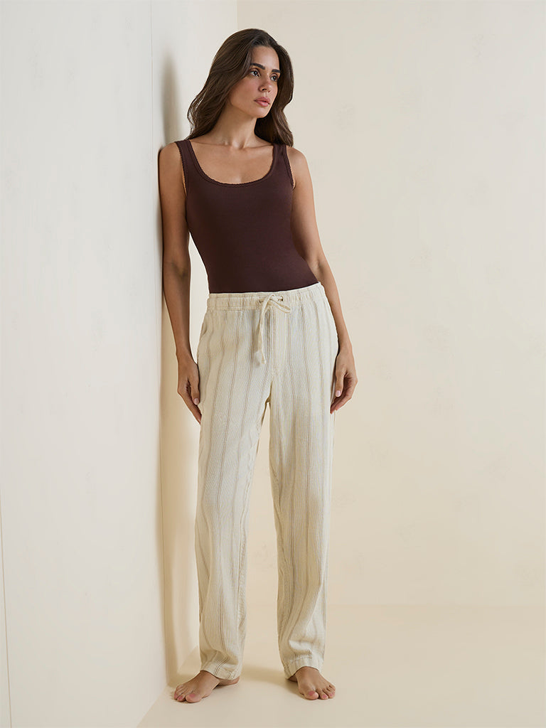 Wunderlove Dark Brown Solid Cotton Camisole