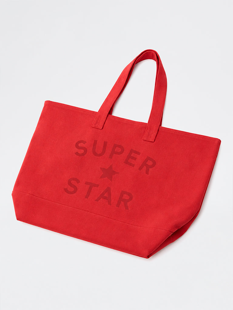 Superstar Swimwear Red Text Design Cotton Tote Bag
