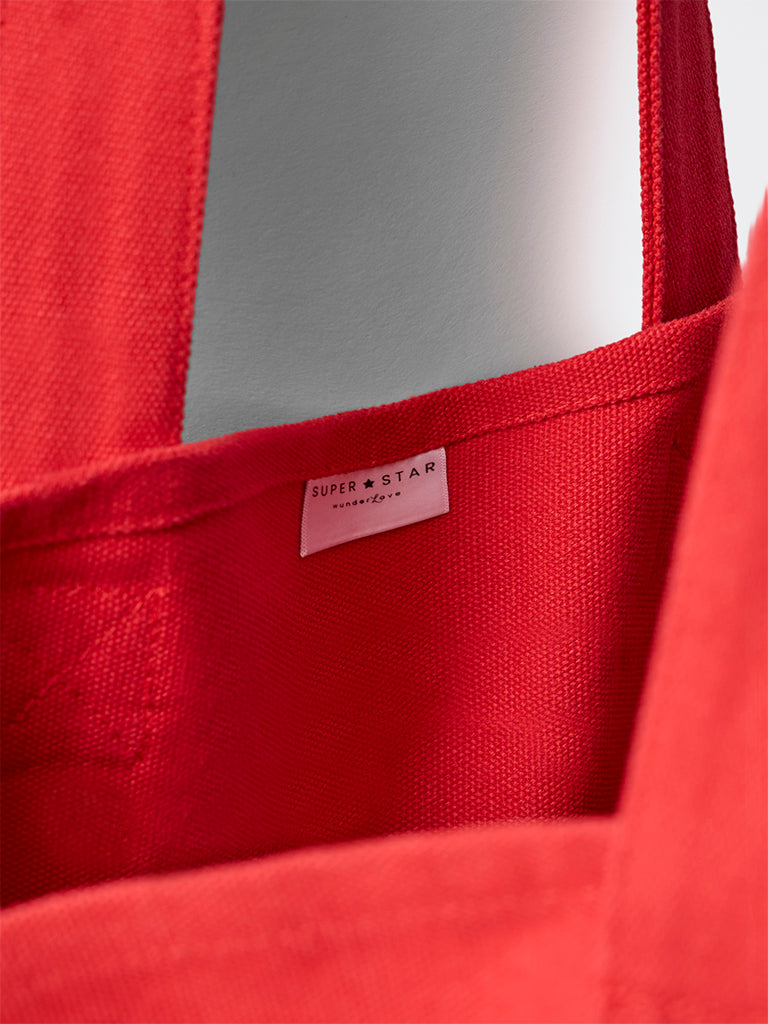 Superstar Swimwear Red Text Design Cotton Tote Bag
