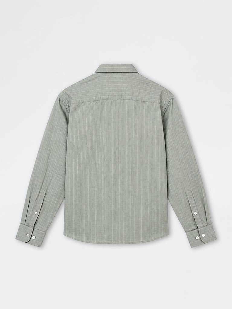 Ascot Sage Striped Relaxed-Fit Linen Shirt