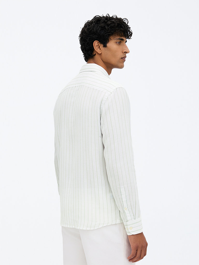 Ascot Off-White Striped Relaxed-Fit Linen Shirt