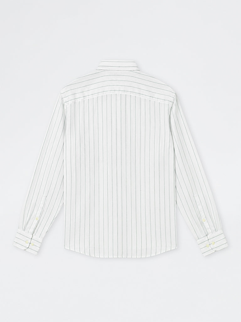 Ascot Off-White Striped Relaxed-Fit Linen Shirt