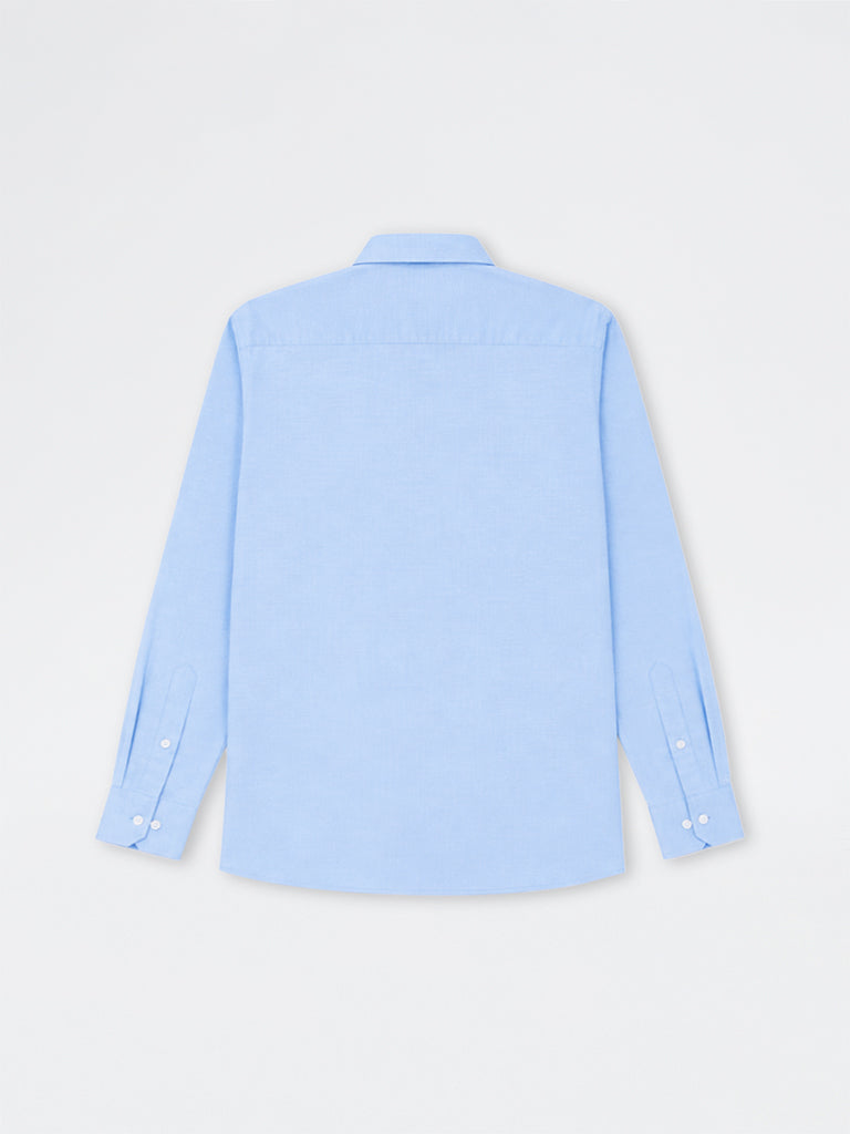 WES Formals Light Blue Relaxed-Fit Cotton Shirt