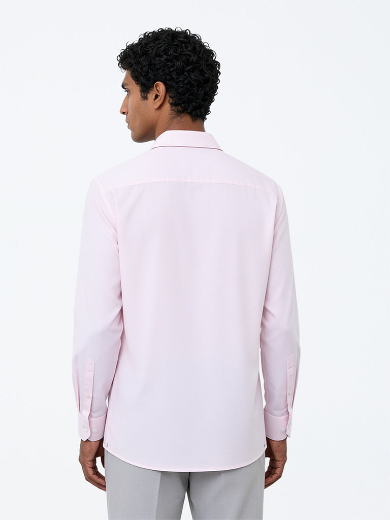 WES Formals Light Pink Relaxed-Fit Cotton Shirt