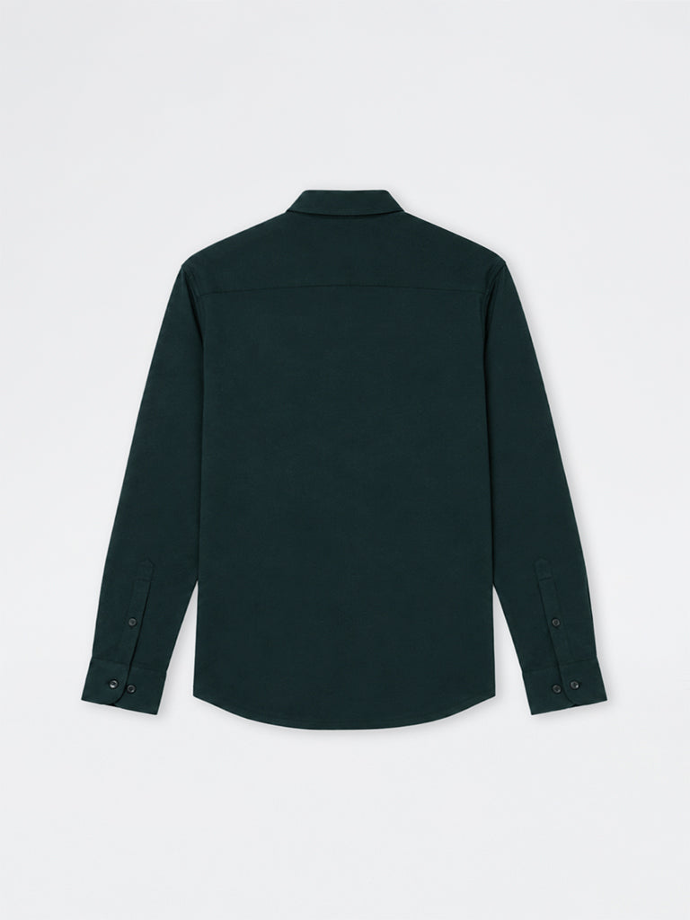 WES Formals Dark Green Slim-Fit Cotton-Blend Shirt