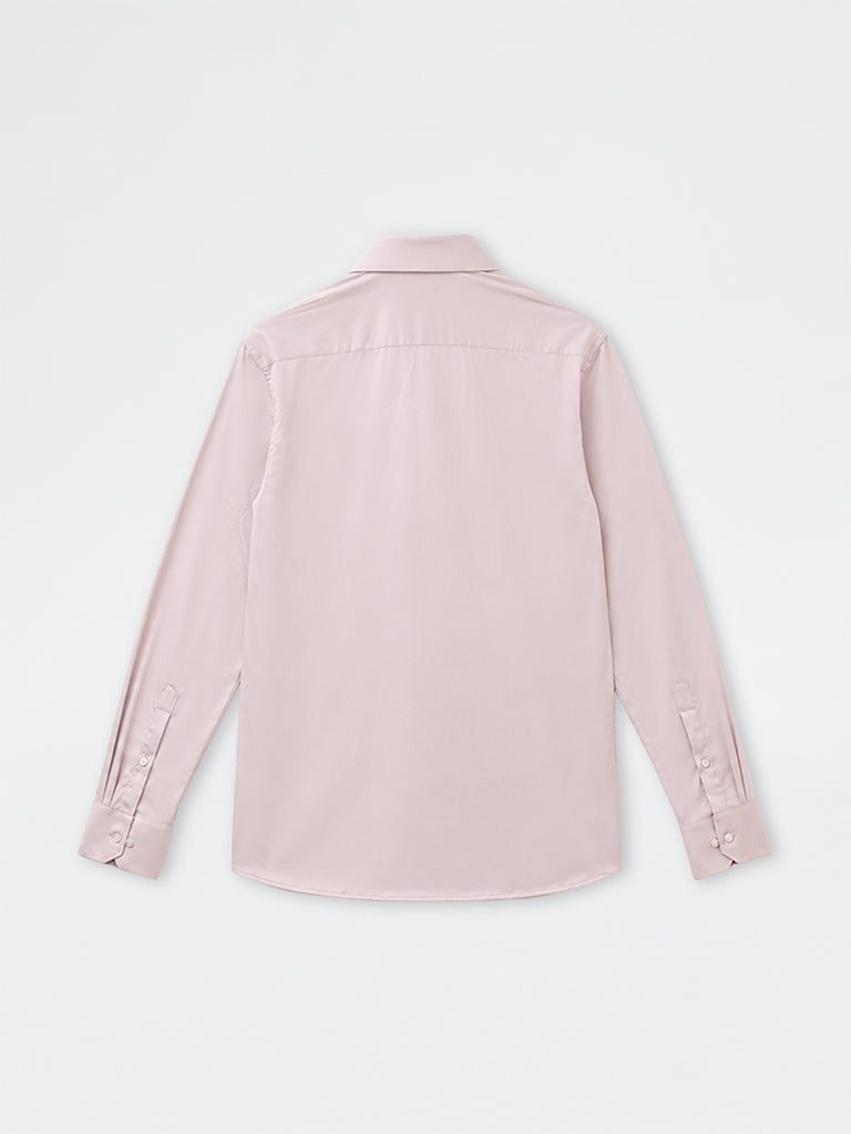 WES Formals Dusty Pink Solid Slim-Fit Shirt