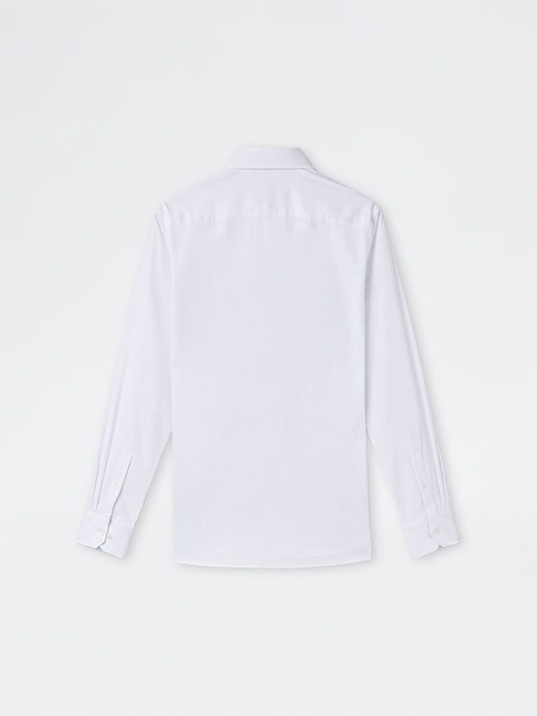 WES Formals White Solid Slim-Fit Shirt