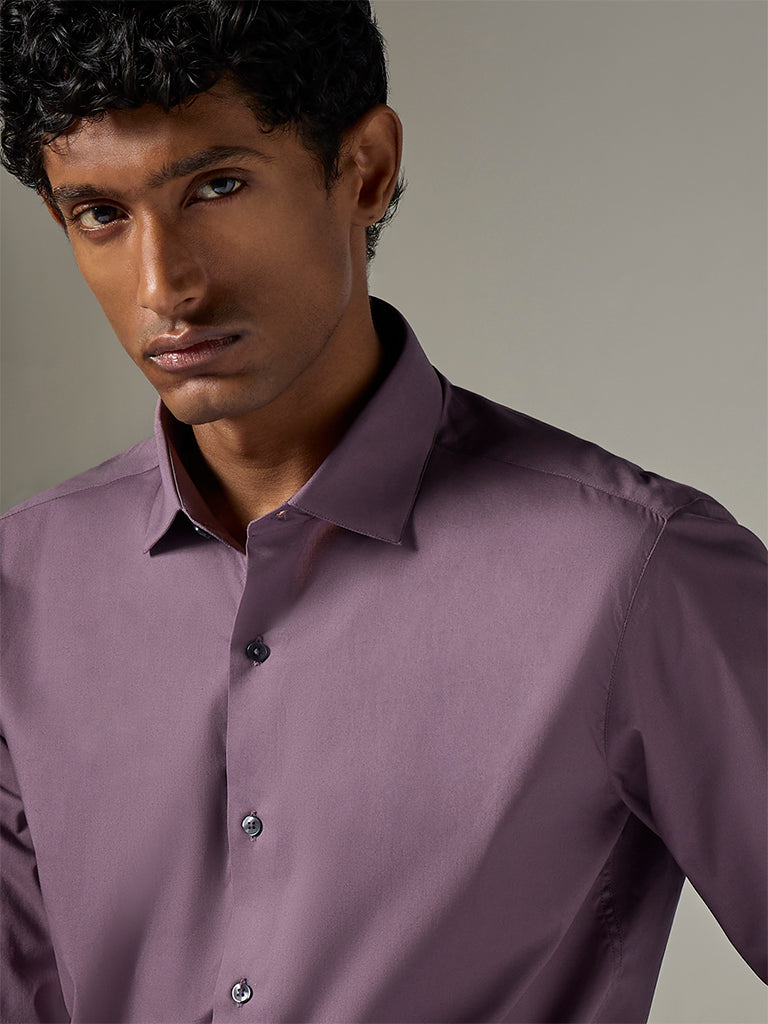 WES Formals  Mauve Ultra Slim-Fit Shirt