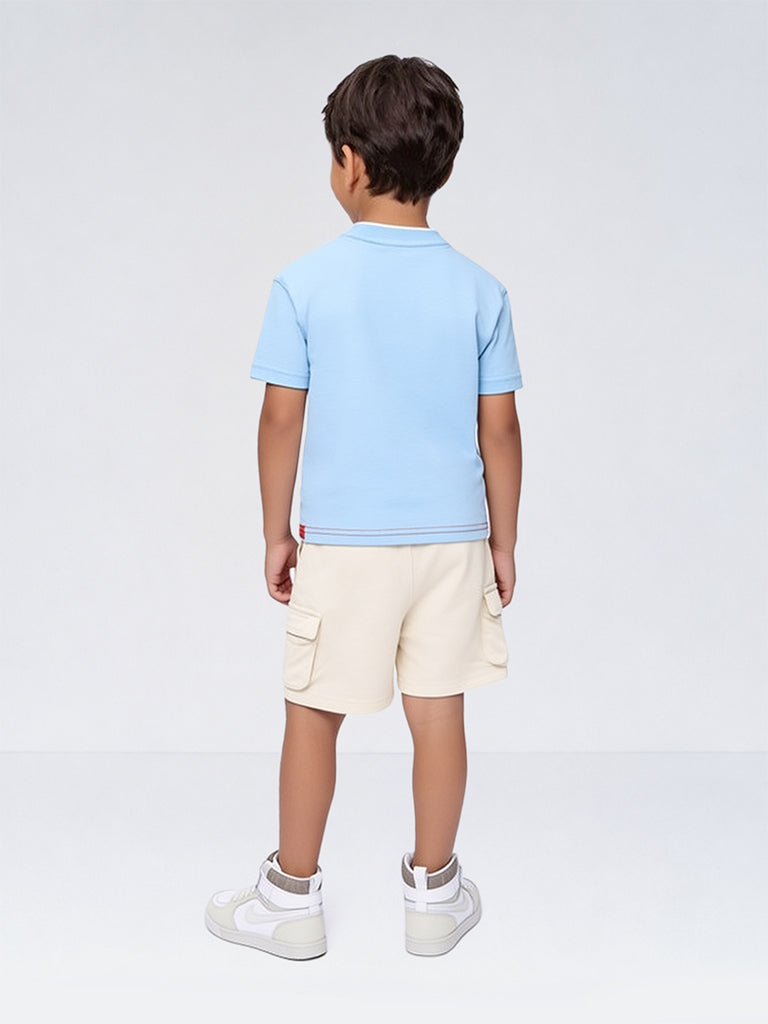 HOP Kids Boys Multicolour Cotton T-Shirt and Shorts Set