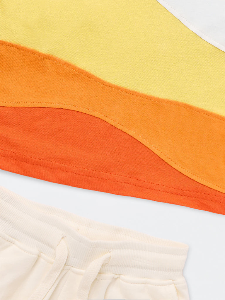 HOP Kids Boys Multicolour Cotton T-Shirt and Shorts Set