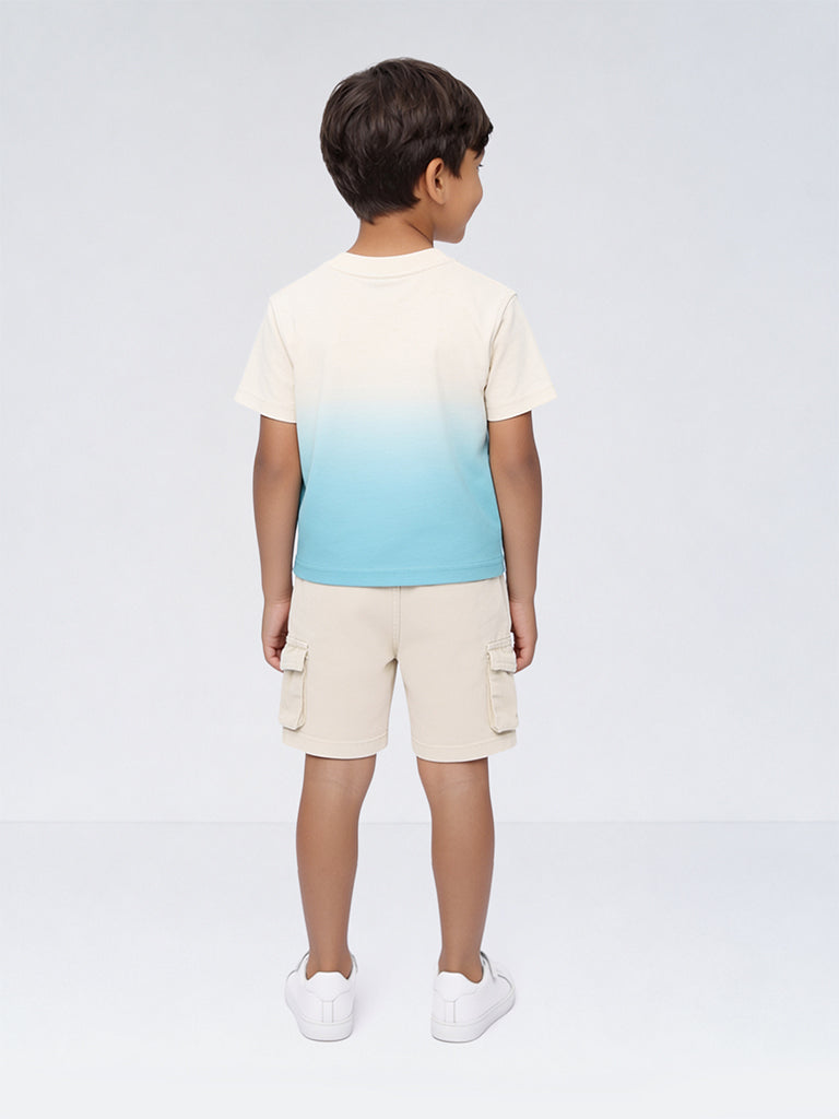 HOP Kids Boys Multicolour Typographic Cotton T-Shirt and Shorts Set