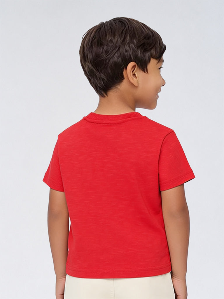 HOP Kids Boys Red Surf-Theme Cotton T-Shirt