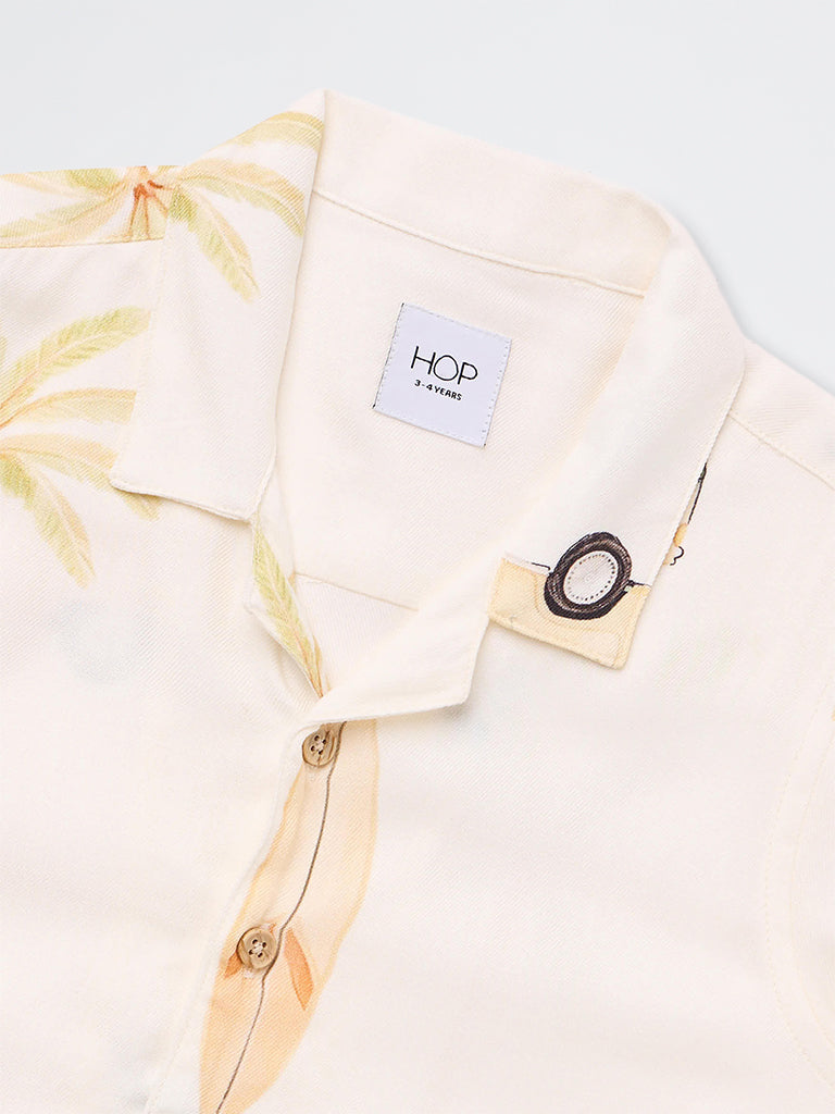 HOP Kids Boys Off-White Beach Theme Shirt