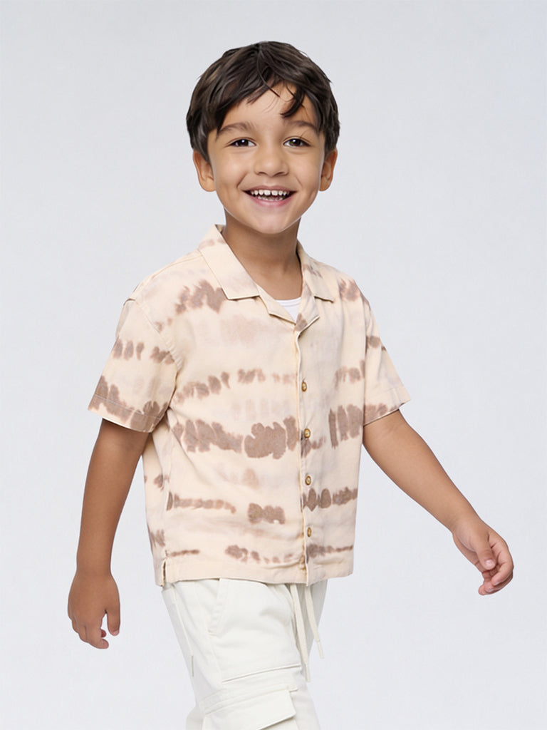 HOP Kids Boys Cream Tie-Dye Shirt