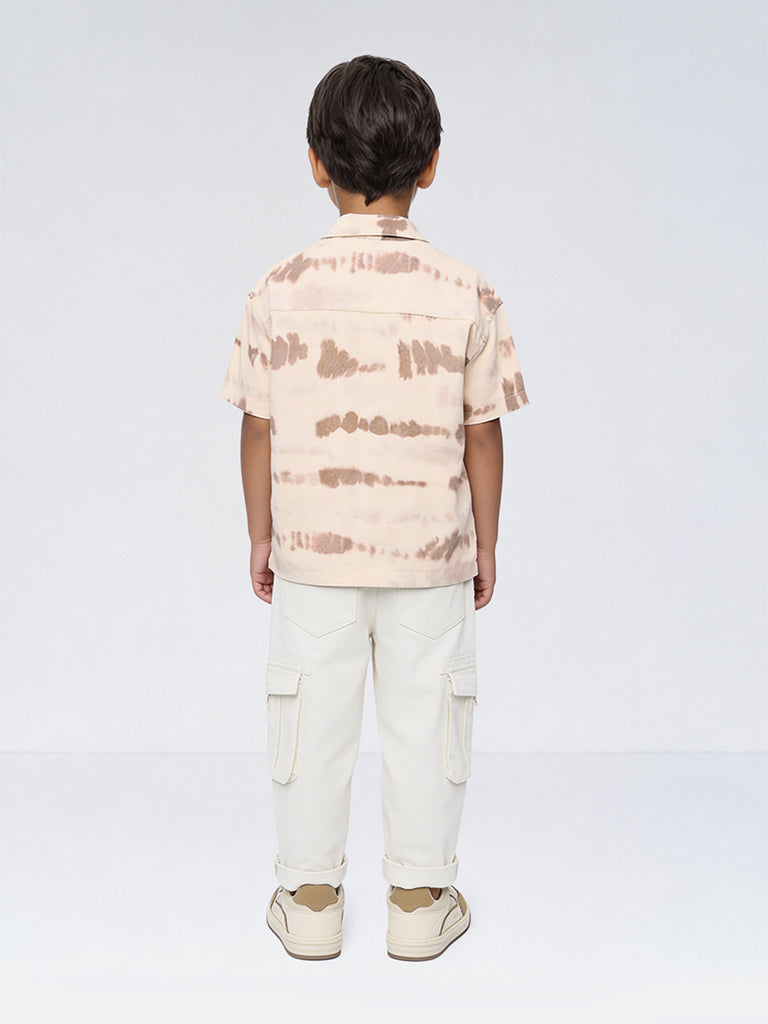 HOP Kids Boys Cream Tie-Dye Shirt