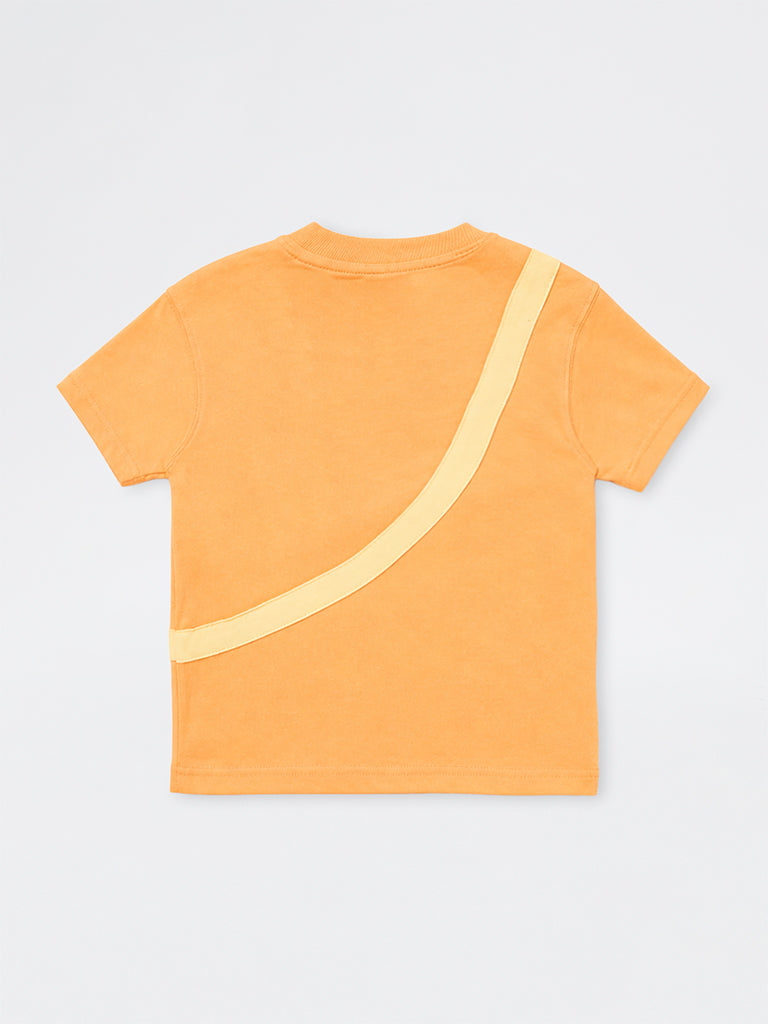 HOP Kids Boys Orange Sling-Bag Style Cotton T-Shirt