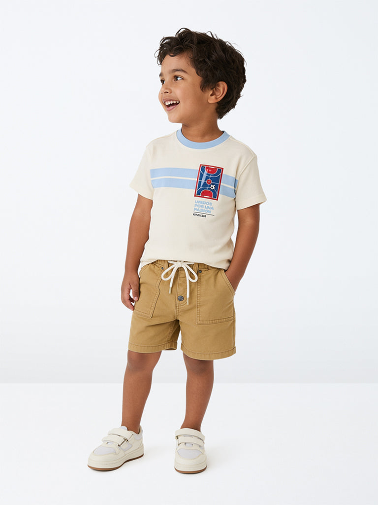 HOP Kids Boys Off-White Football Theme Cotton T-Shirt