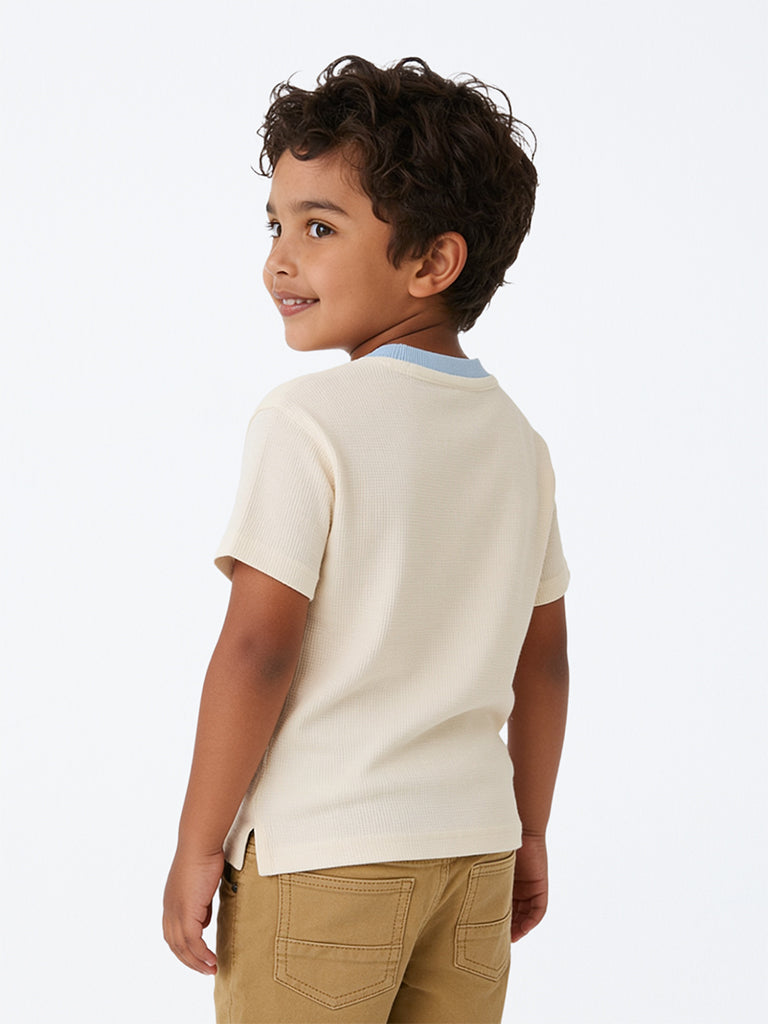 HOP Kids Boys Off-White Football Theme Cotton T-Shirt