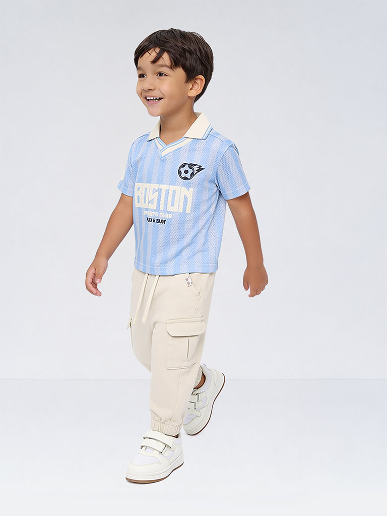 HOP Kids Boys Light Blue Striped Jersey