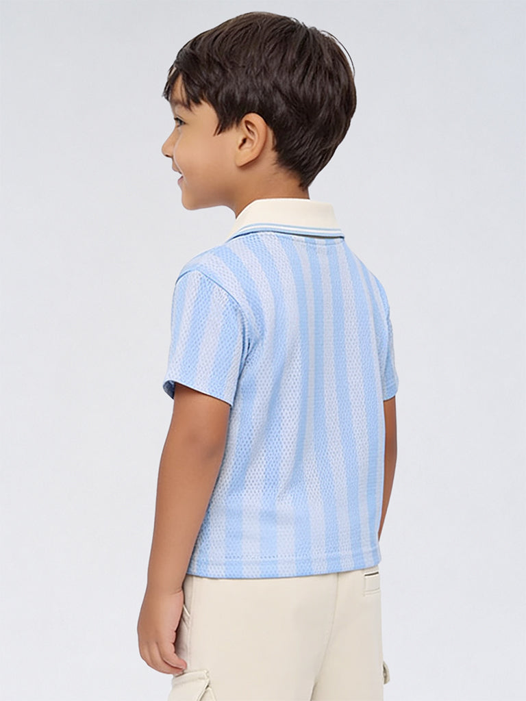 HOP Kids Boys Light Blue Striped Jersey