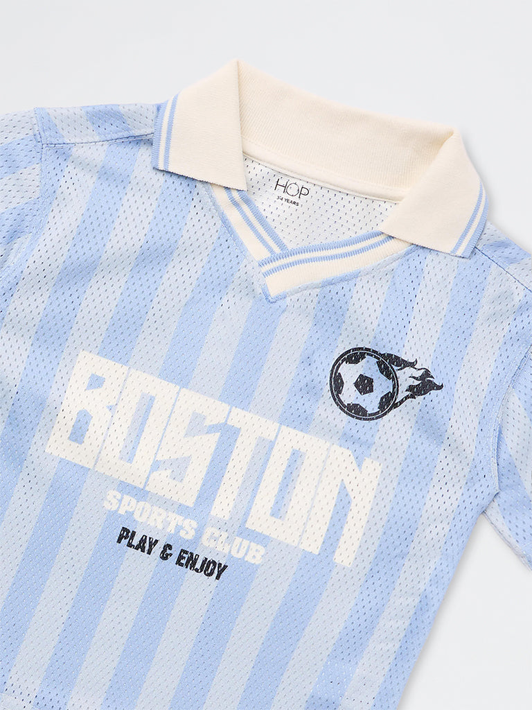 HOP Kids Boys Light Blue Striped Jersey