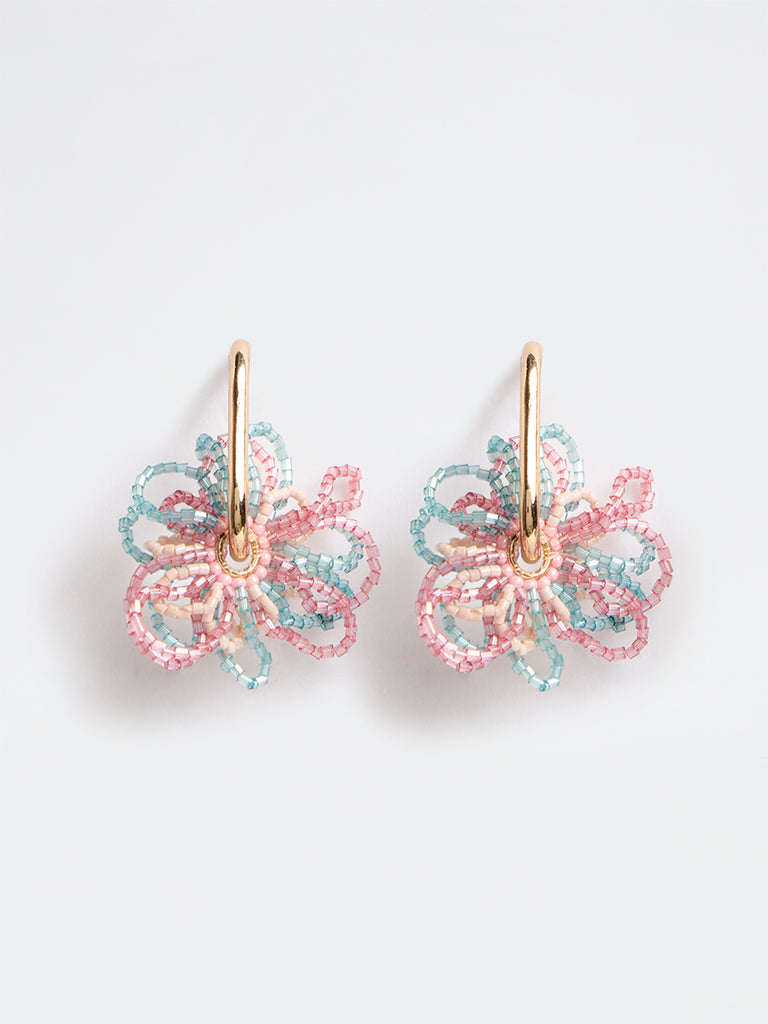 Westside Accessories Multicolour Floral Beaded Stud Earrings