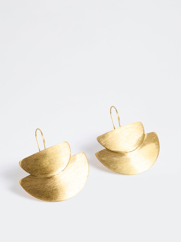 Westside Accessories Gold Semi-Circular Statement Earrings