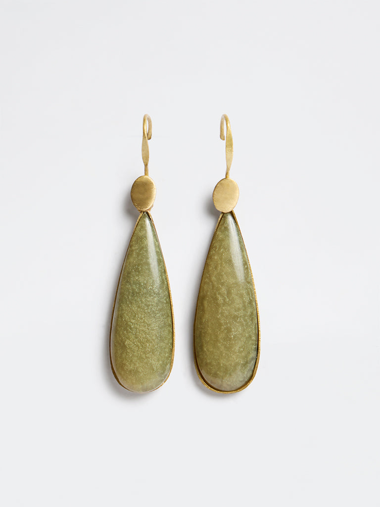 Westside Accessories Olive Teardrop Statement Earrings