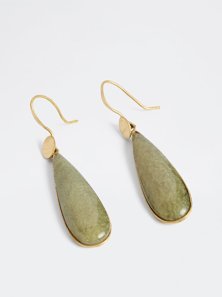 Westside Accessories Olive Teardrop Statement Earrings