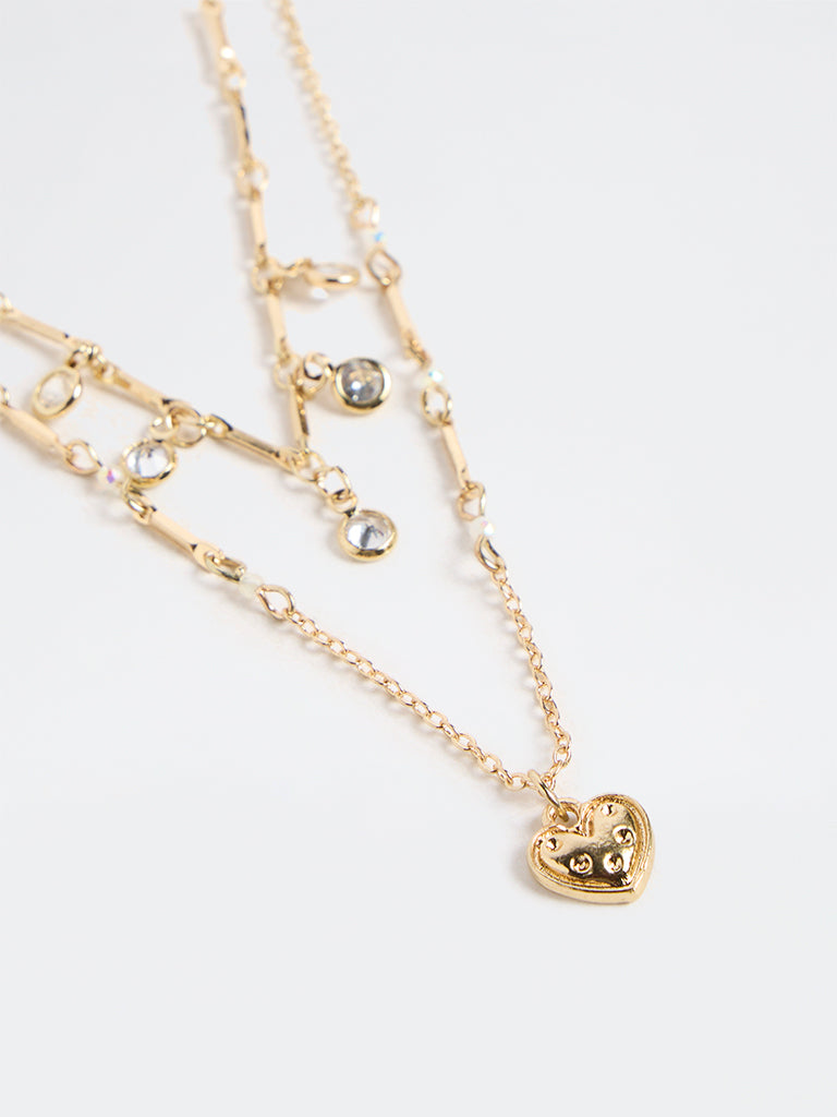 Westside Accessories Gold Stone-Detail Chain Necklaces - Pack of 2
