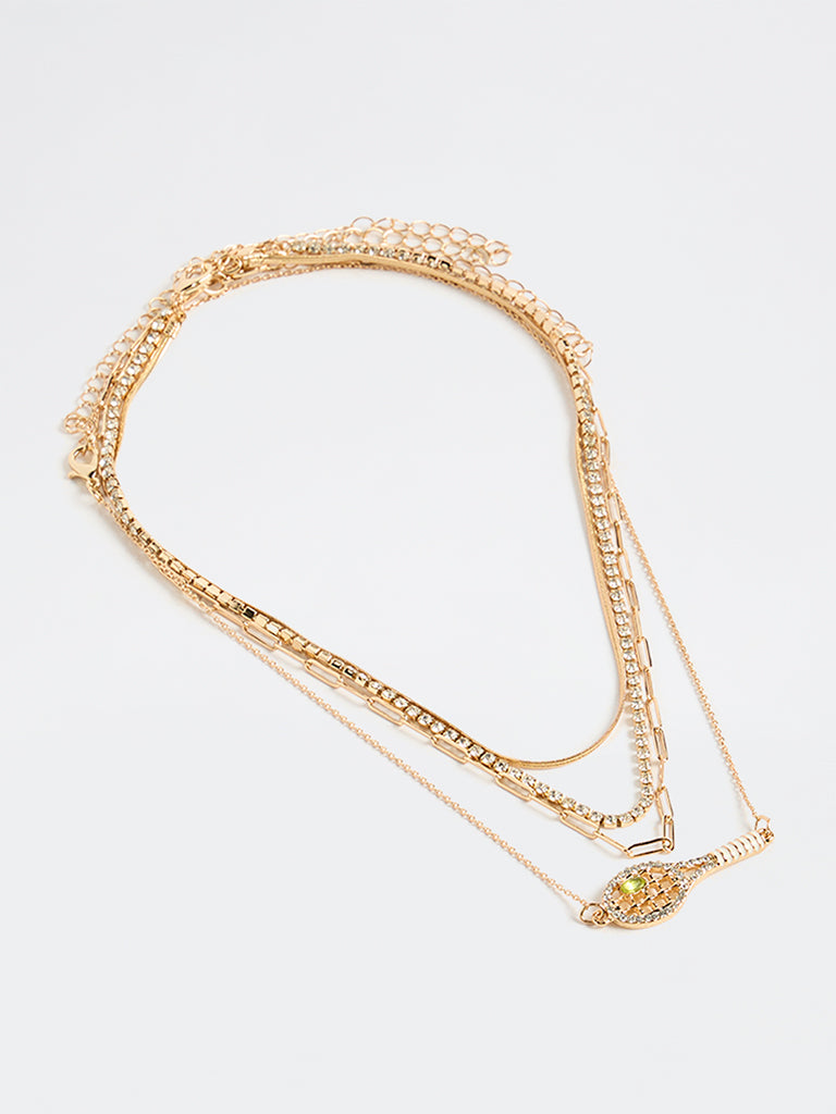 Westside Accessories Gold Tennis Racket Layered Necklaces - Pack of 4