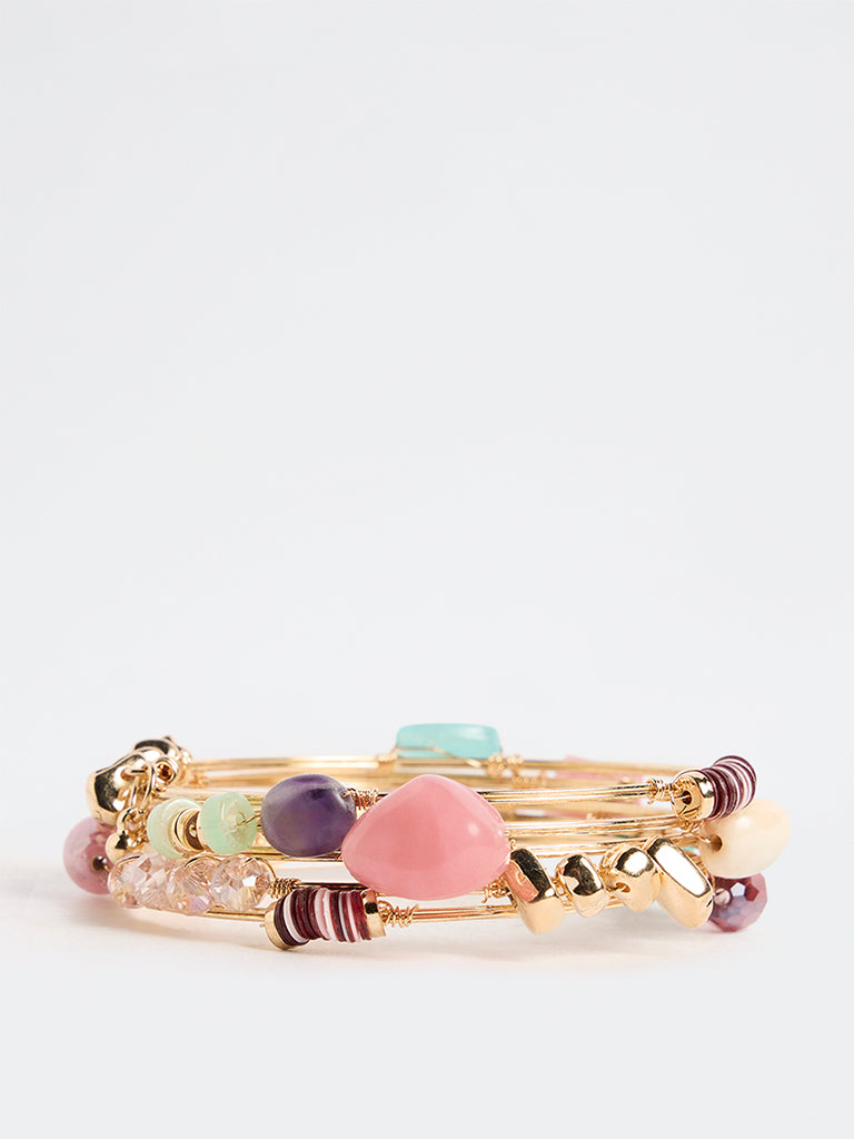 Westside Accessories Multi Color Beaded Coil Bracelet