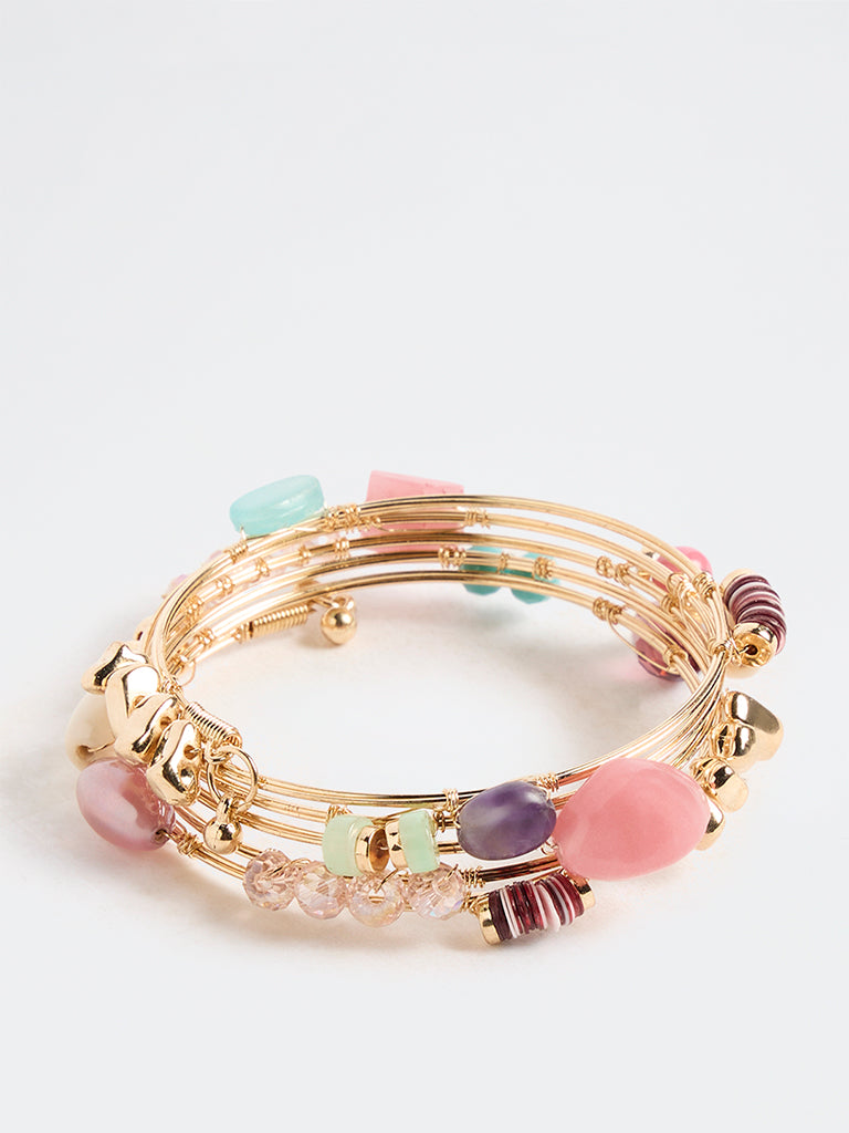 Westside Accessories Multi Color Beaded Coil Bracelet