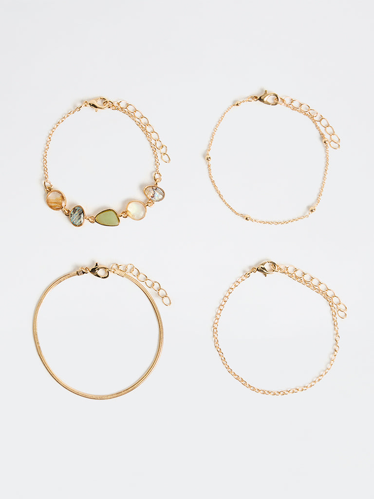 Westside Accessories Multicolour Chain Bracelets - Pack of 4