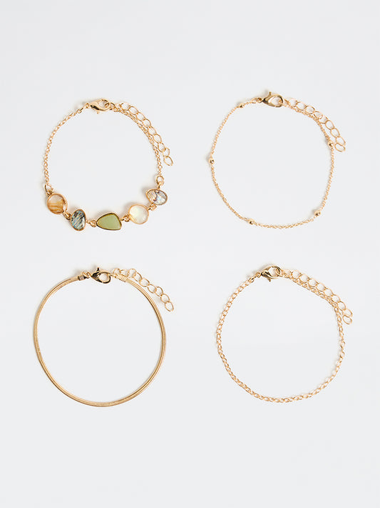Westside Accessories Multicolour Chain Bracelets - Pack of 4