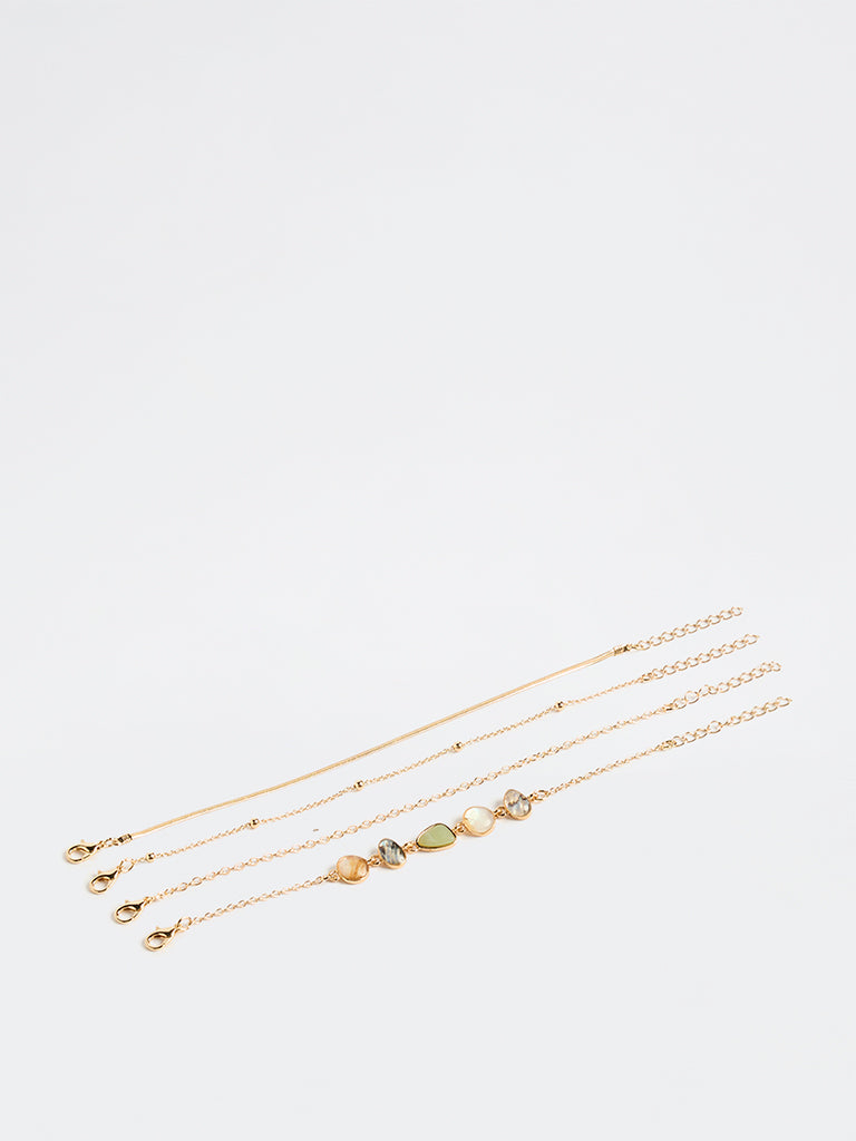 Westside Accessories Multicolour Chain Bracelets - Pack of 4