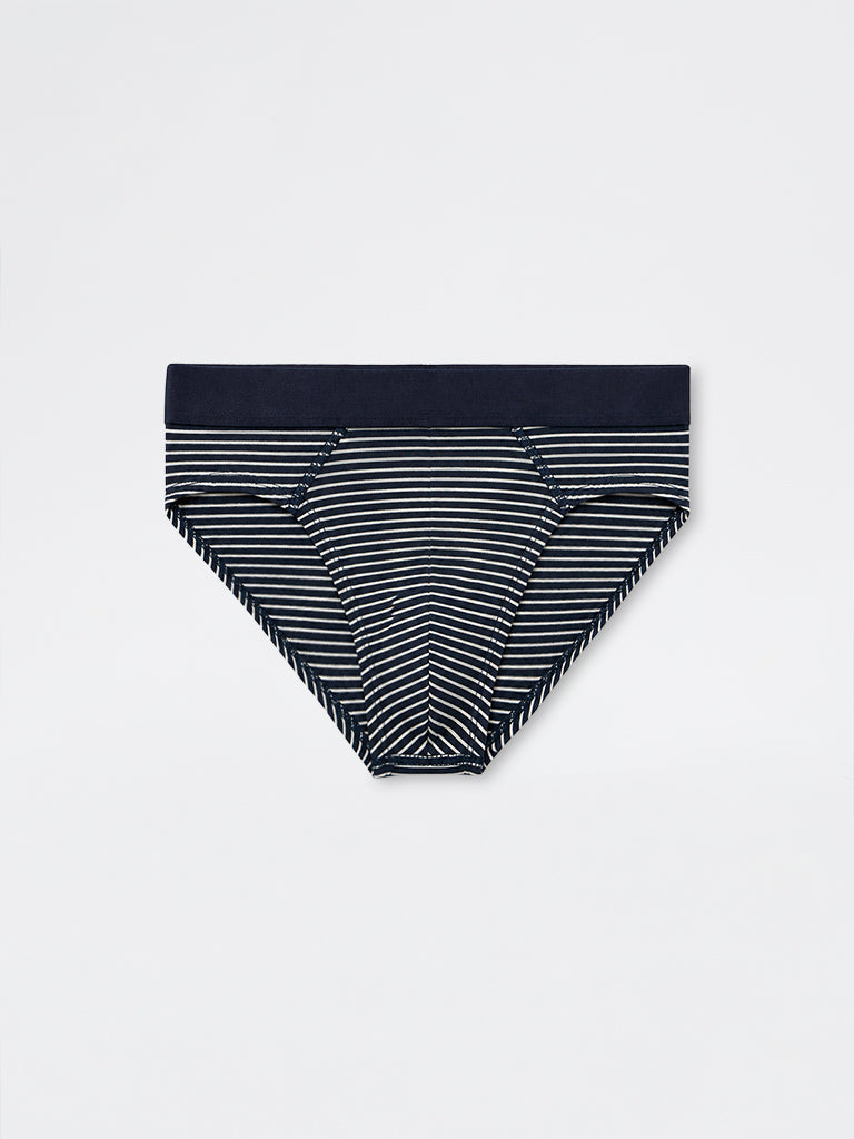 WES Lounge Navy Relaxed-Fit Cotton-Blend Briefs- Pack of 3