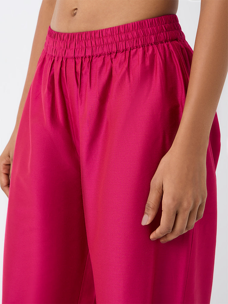 Utsa Fuchsia Scalloped-Detail Pants