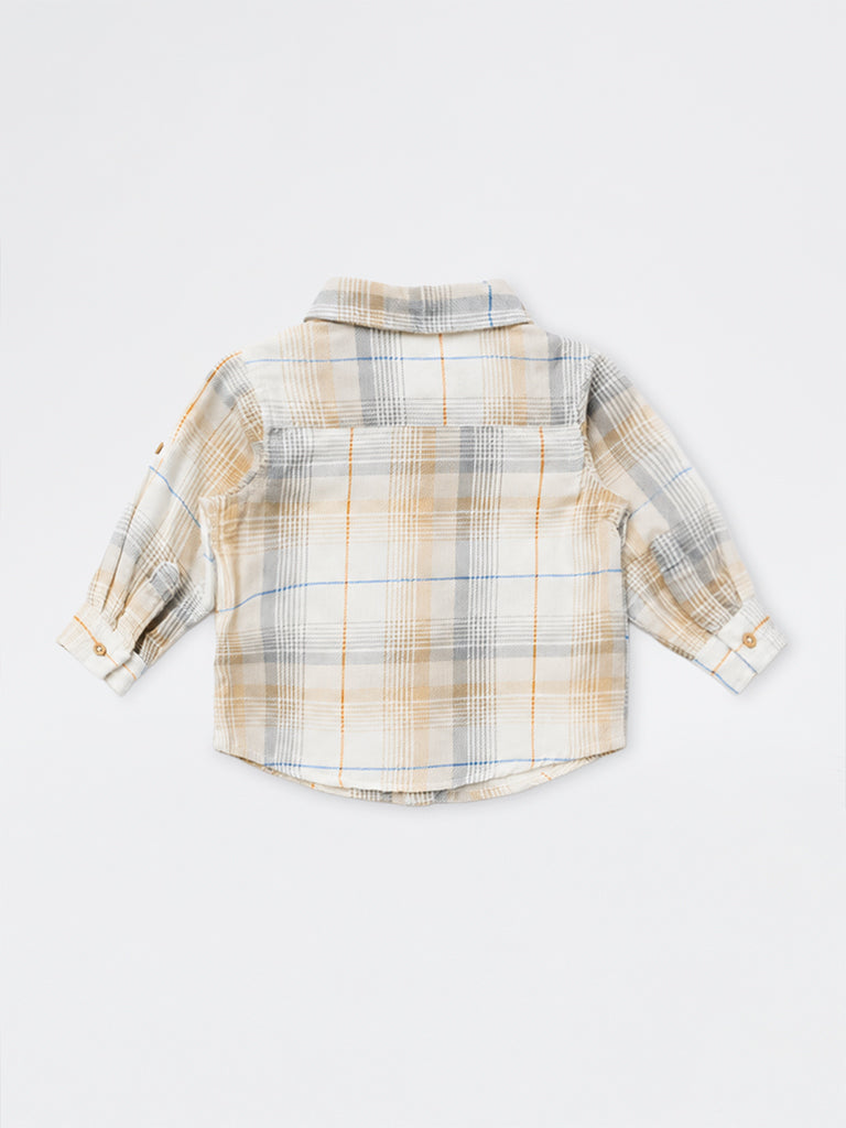 HOP Baby Boys Multicolour Checkered Cotton Shirt