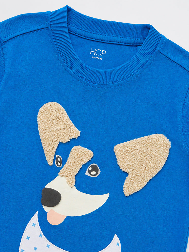 HOP Kids Boys Blue Animal Design Cotton T-Shirt