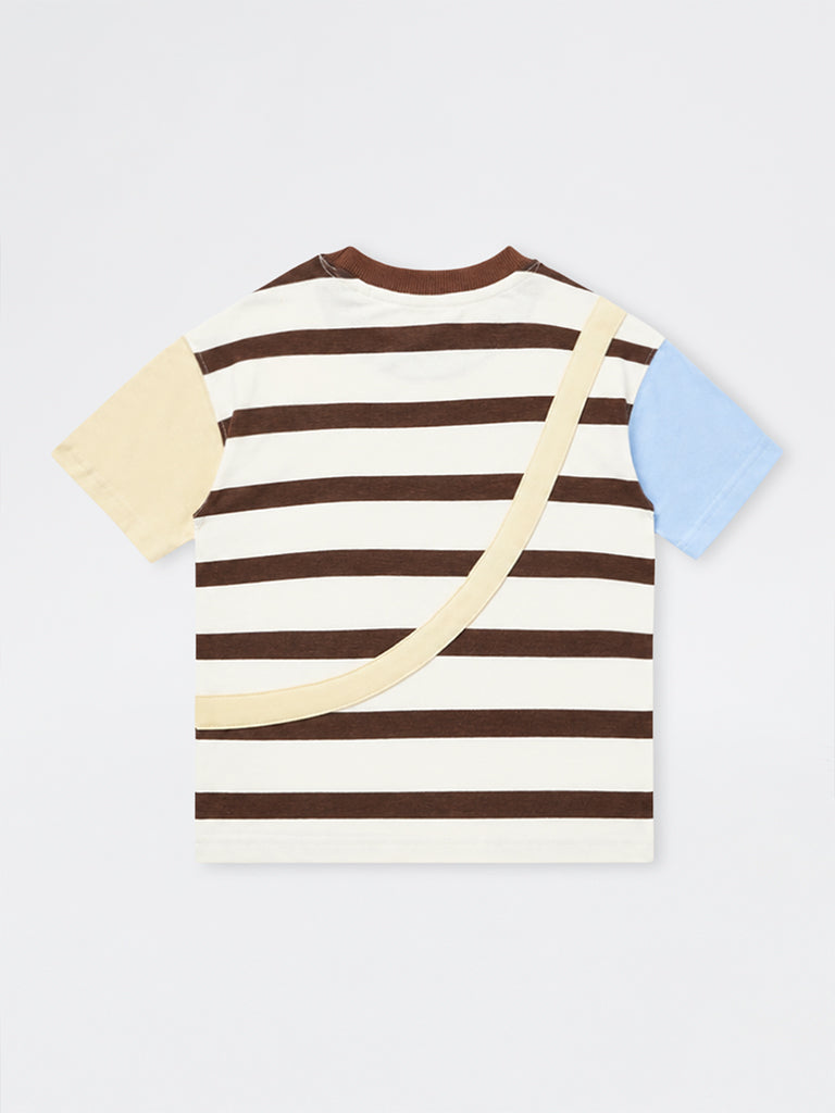 HOP Kids Boys Multicolour Dog Embroidered Cotton T-Shirt